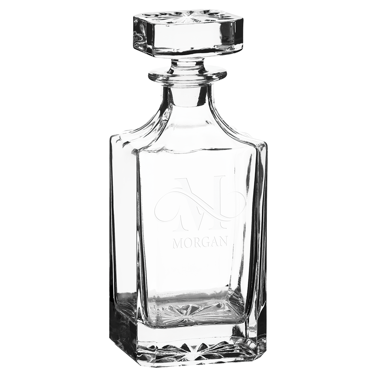 750 mL Square Glass Decanter in Black Gift Box with Printed Paper Sleeve