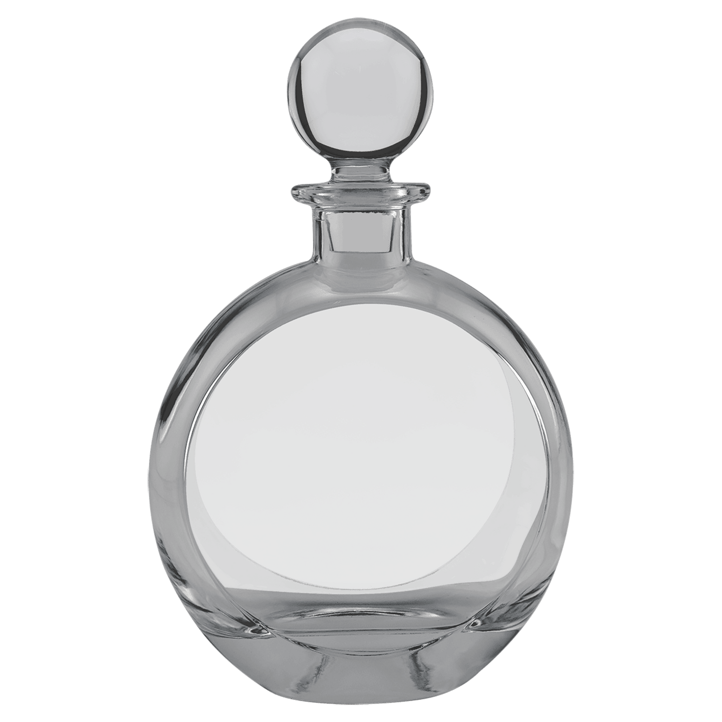 750 mL Flat Round Glass Decanter in Black Gift Box with Printed Paper Sleeve