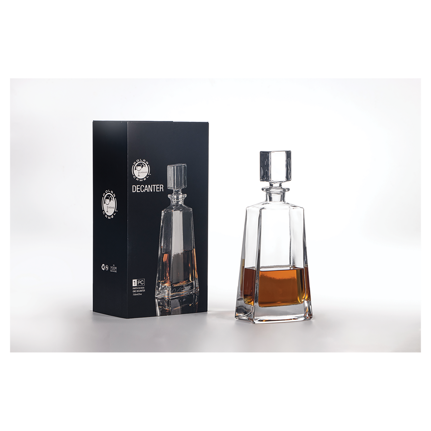 750 mL 12" Tequila Decanter in Black Gift Box with Printed Paper Sleeve