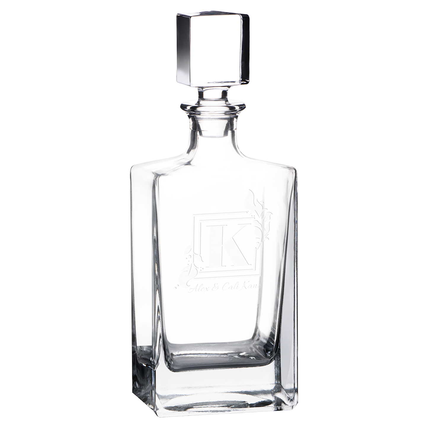 810 mL Rectangle Glass Decanter in Black Gift Box with Printed Paper Sleeve