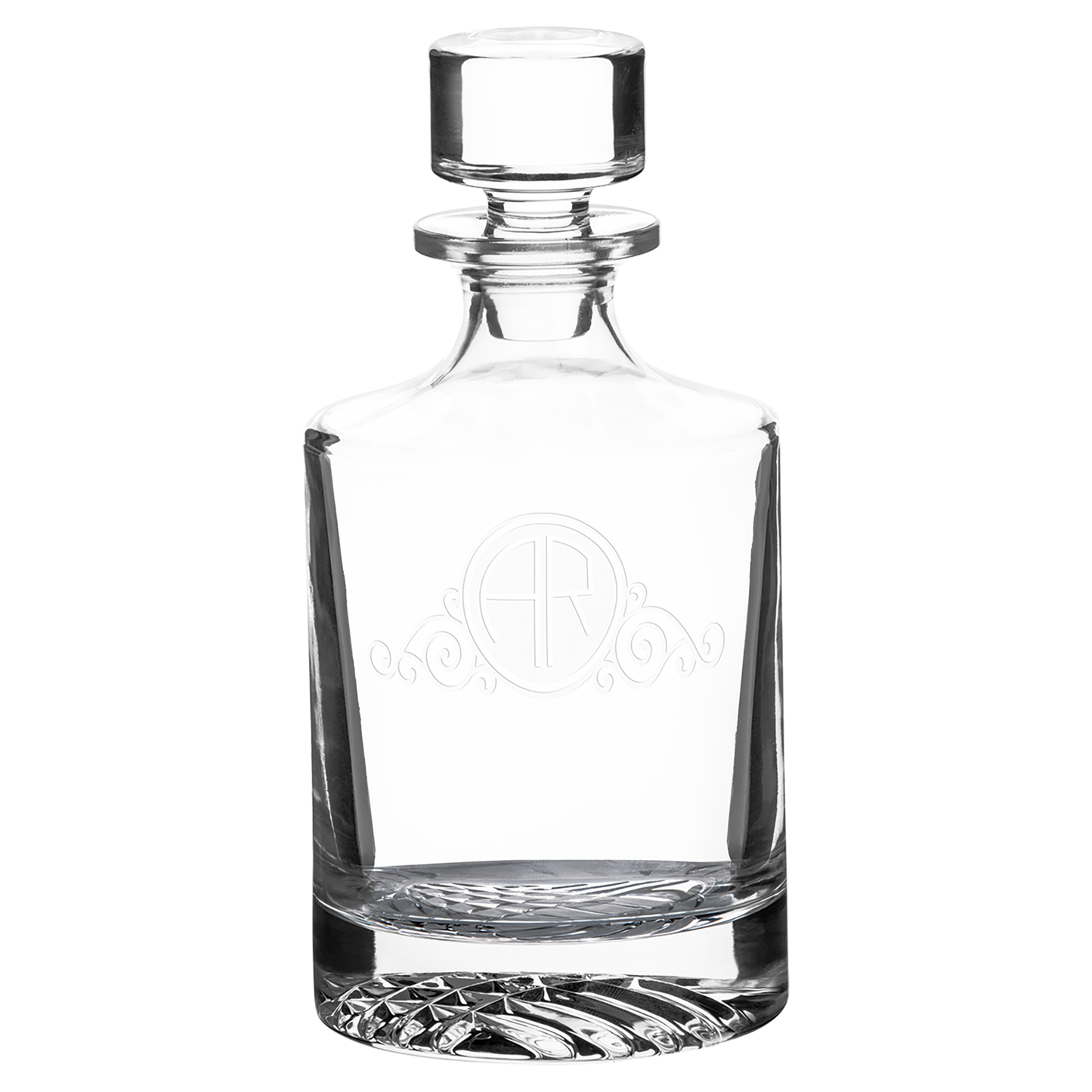 850 mL Round Glass Decanter in Black Gift Box with Printed Paper Sleeve