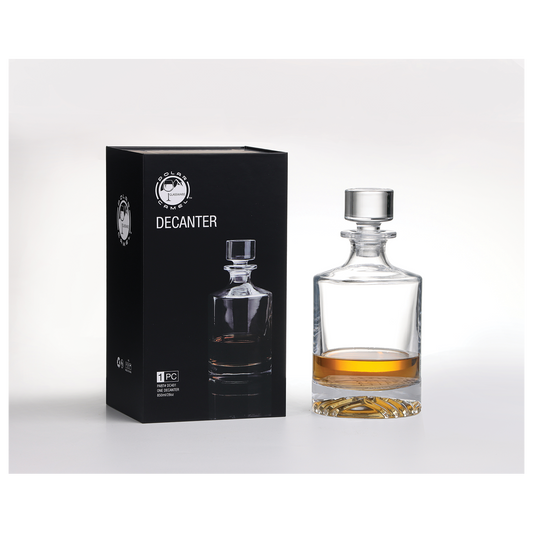 850 mL Round Glass Decanter in Black Gift Box with Printed Paper Sleeve