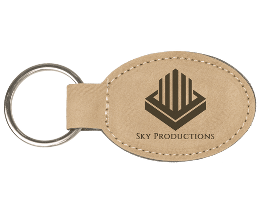 3 x 1 3/4" Laserable Leatherette Oval Keychain