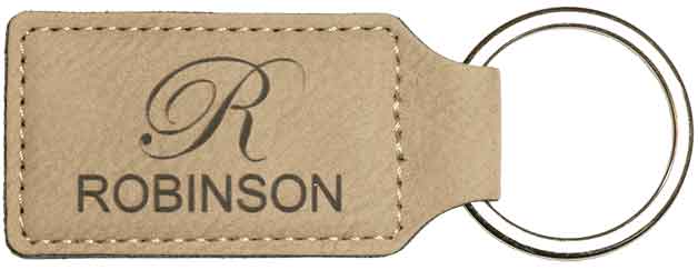 2 3/4" x 1 1/4" Leatherette Rectangle Keychain