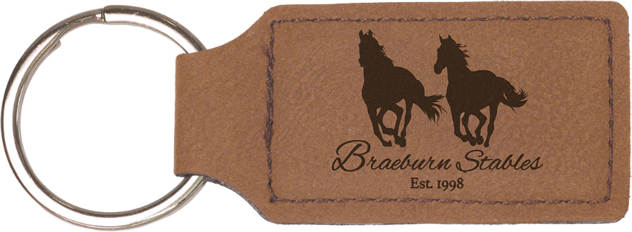 2 3/4" x 1 1/4" Leatherette Rectangle Keychain