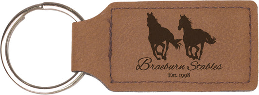 2 3/4" x 1 1/4" Leatherette Rectangle Keychain