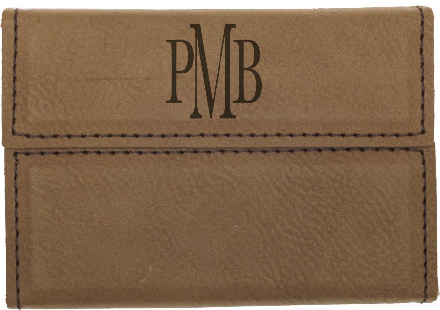 3 3/4 x 2 3/4" Laserable Leatherette Hard Business Card Holder