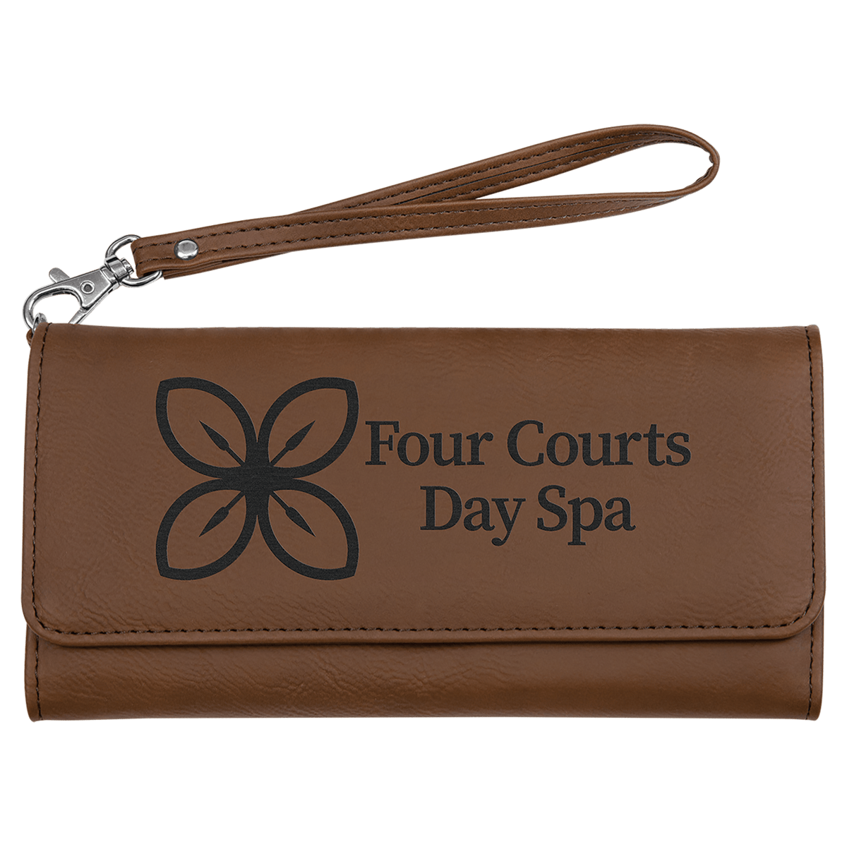 Dark Brown Wallet with Strap 7 1/2" x 4"