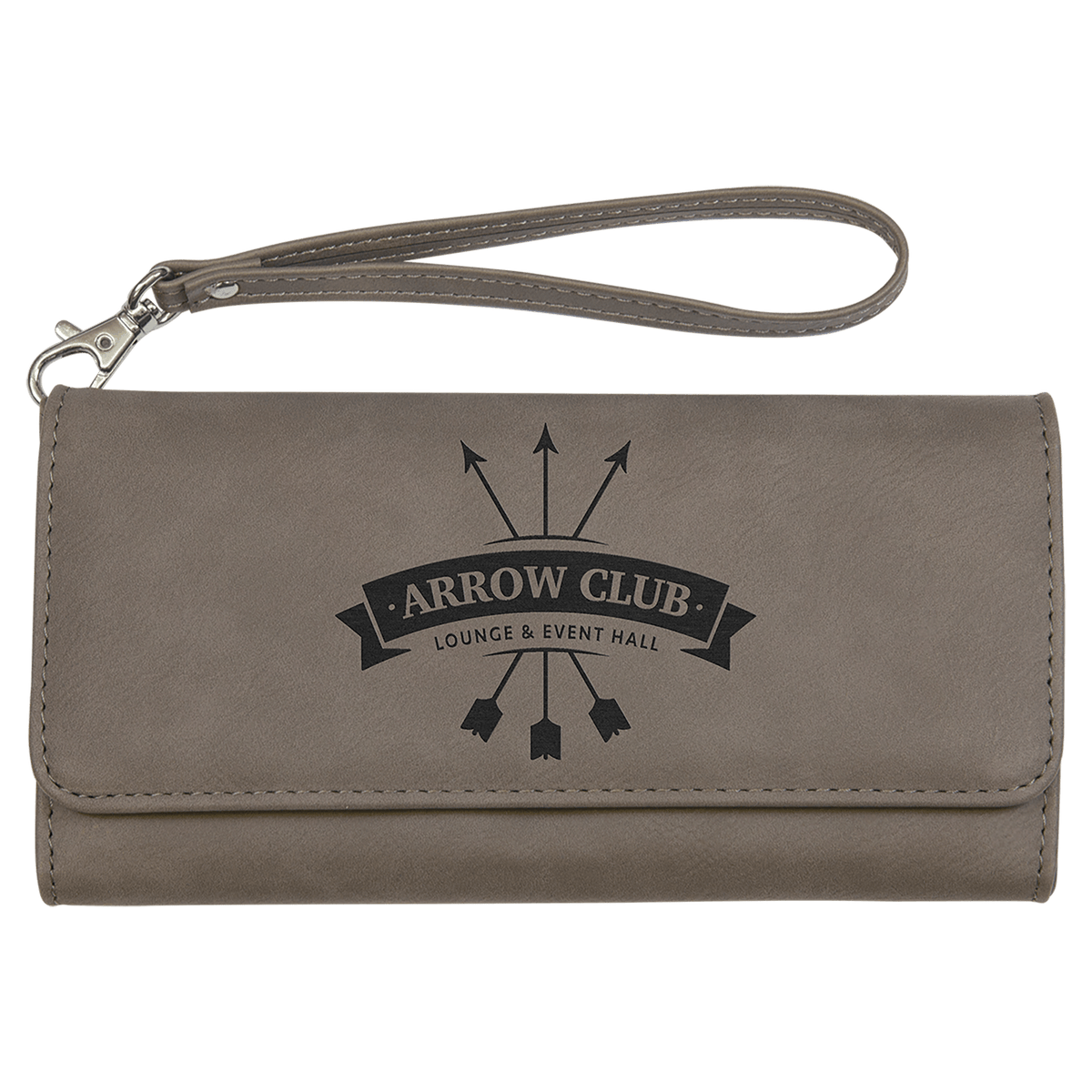 Gray Wallet with Strap 7 1/2" x 4"