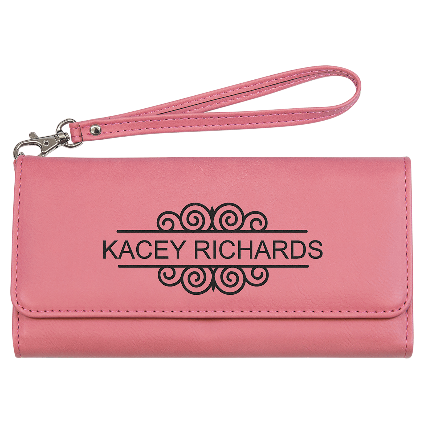 Pink Wallet with Strap 7 1/2" x 4"
