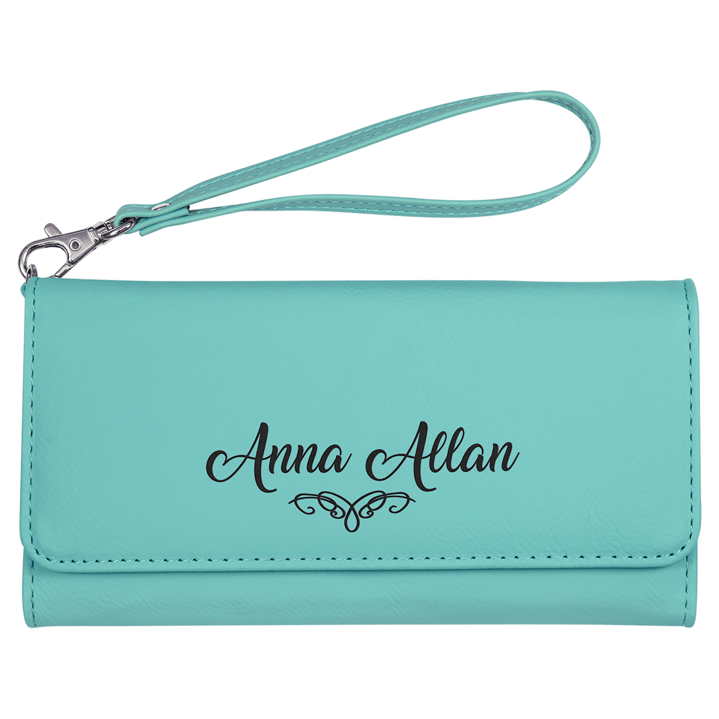 Teal Wallet with Strap 7 1/2" x 4"