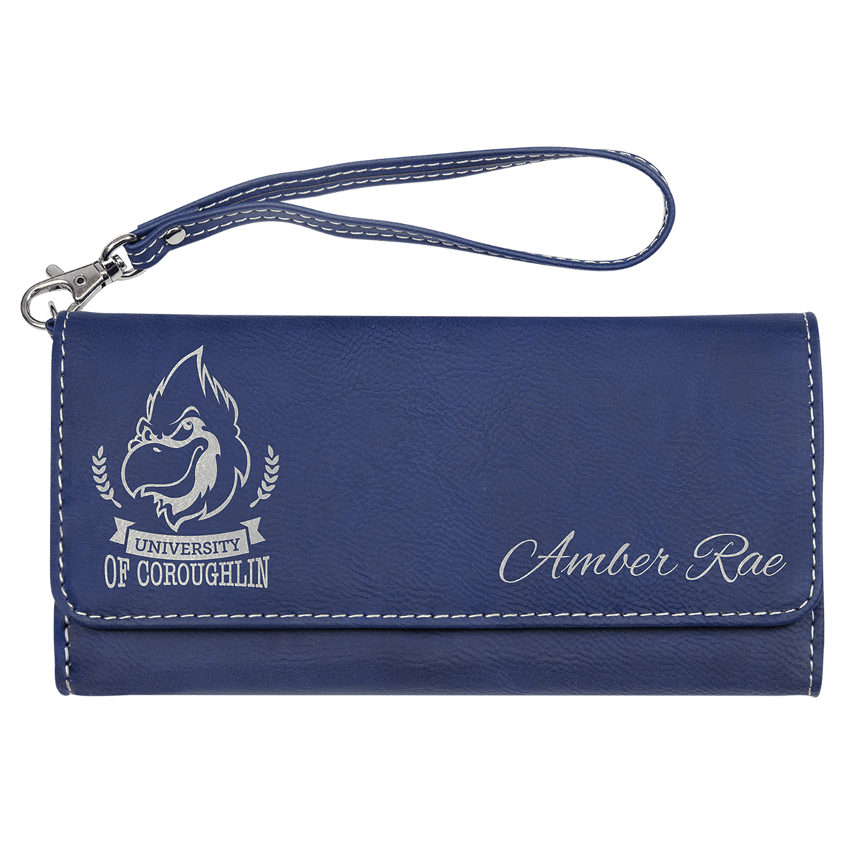 Blue/Silver Wallet with Strap 7 1/2" x 4"