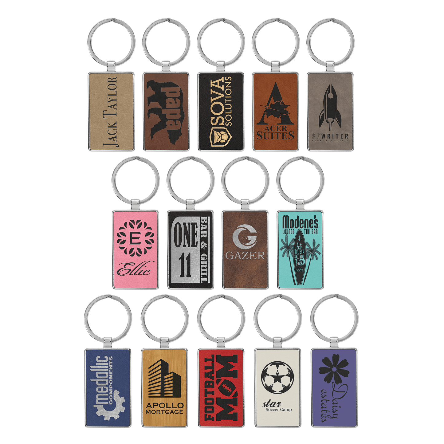 Laserable Leatherette/Metal Keychain