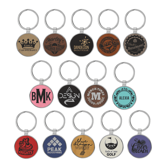 Laserable Leatherette/Metal Keychain