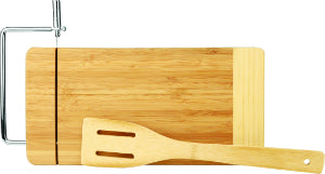 Bamboo Rectangle Cutting Board with Metal Cheese Cutter
