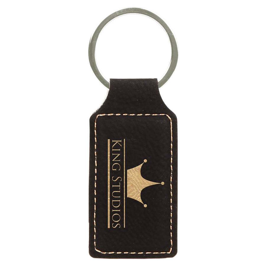 2 3/4" x 1 1/4" Leatherette Rectangle Keychain