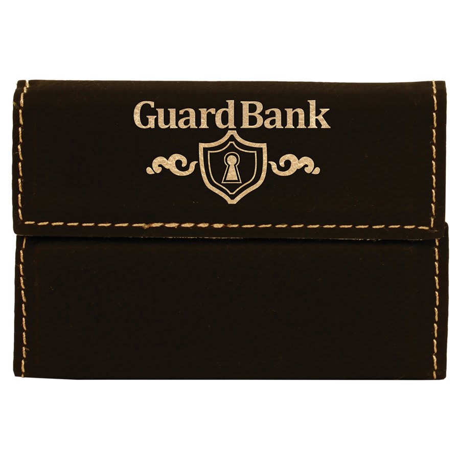 3 3/4 x 2 3/4" Laserable Leatherette Hard Business Card Holder