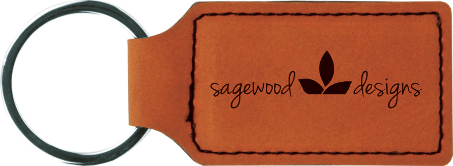 2 3/4" x 1 1/4" Leatherette Rectangle Keychain