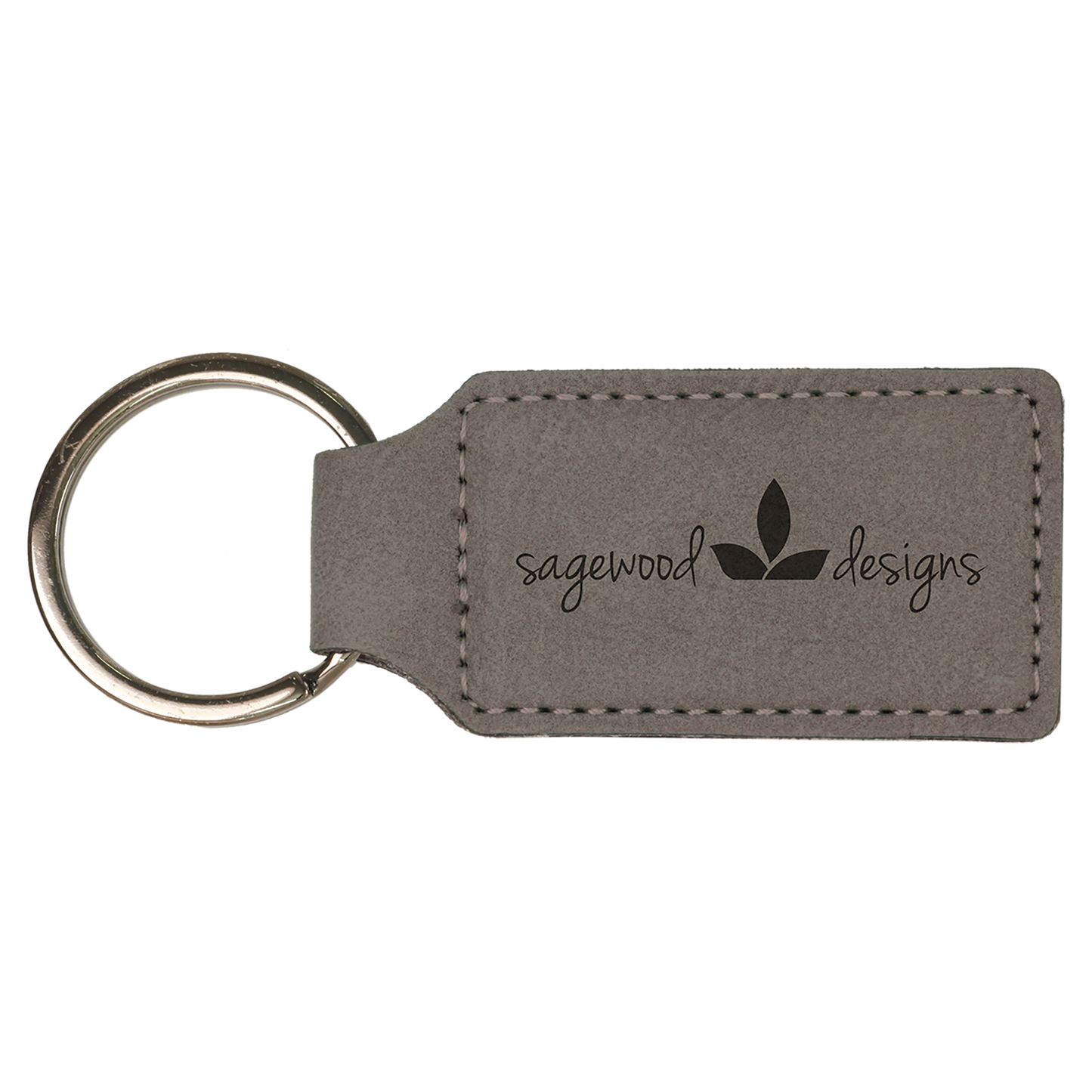 2 3/4" x 1 1/4" Leatherette Rectangle Keychain