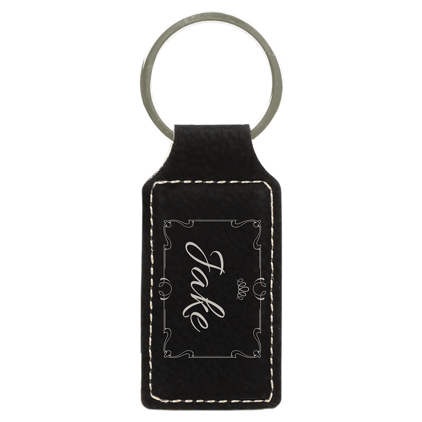 2 3/4" x 1 1/4" Leatherette Rectangle Keychain