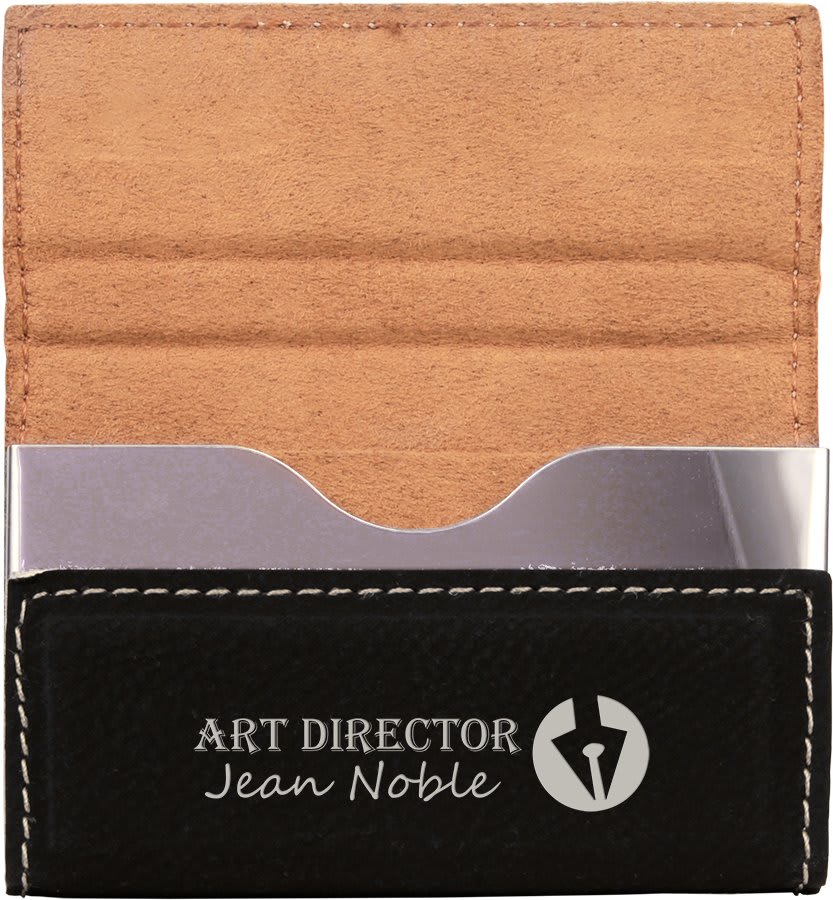 3 3/4 x 2 3/4" Laserable Leatherette Hard Business Card Holder