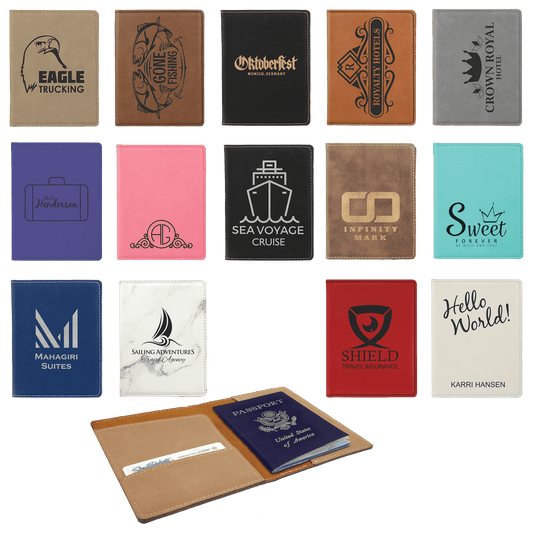4 1/4 x 5 1/2" Laserable Leatherette Passport Holder