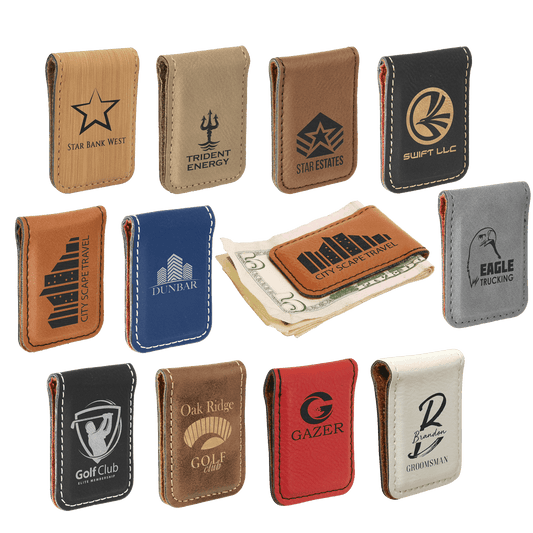 1 3/4 x 2 1/2" Laserable Leatherette Money Clip