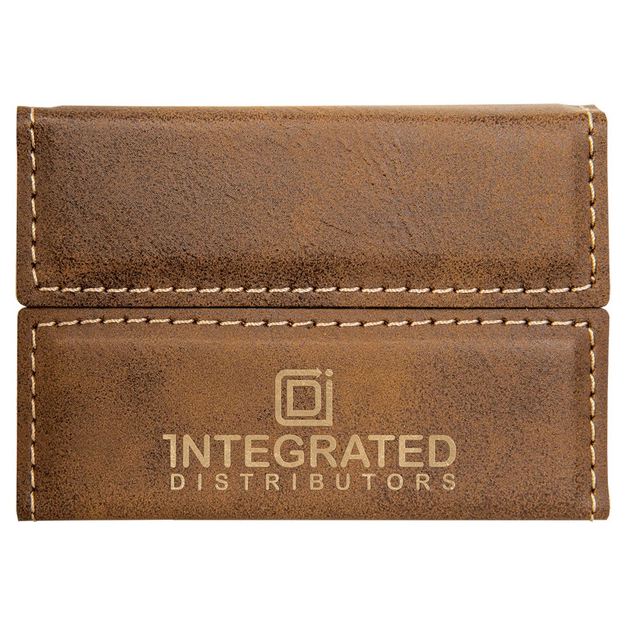 3 3/4 x 2 3/4" Laserable Leatherette Hard Business Card Holder