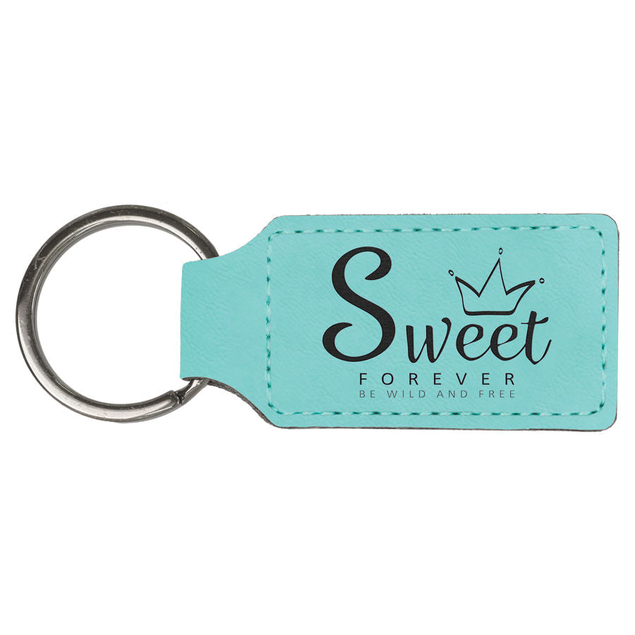 2 3/4" x 1 1/4" Leatherette Rectangle Keychain
