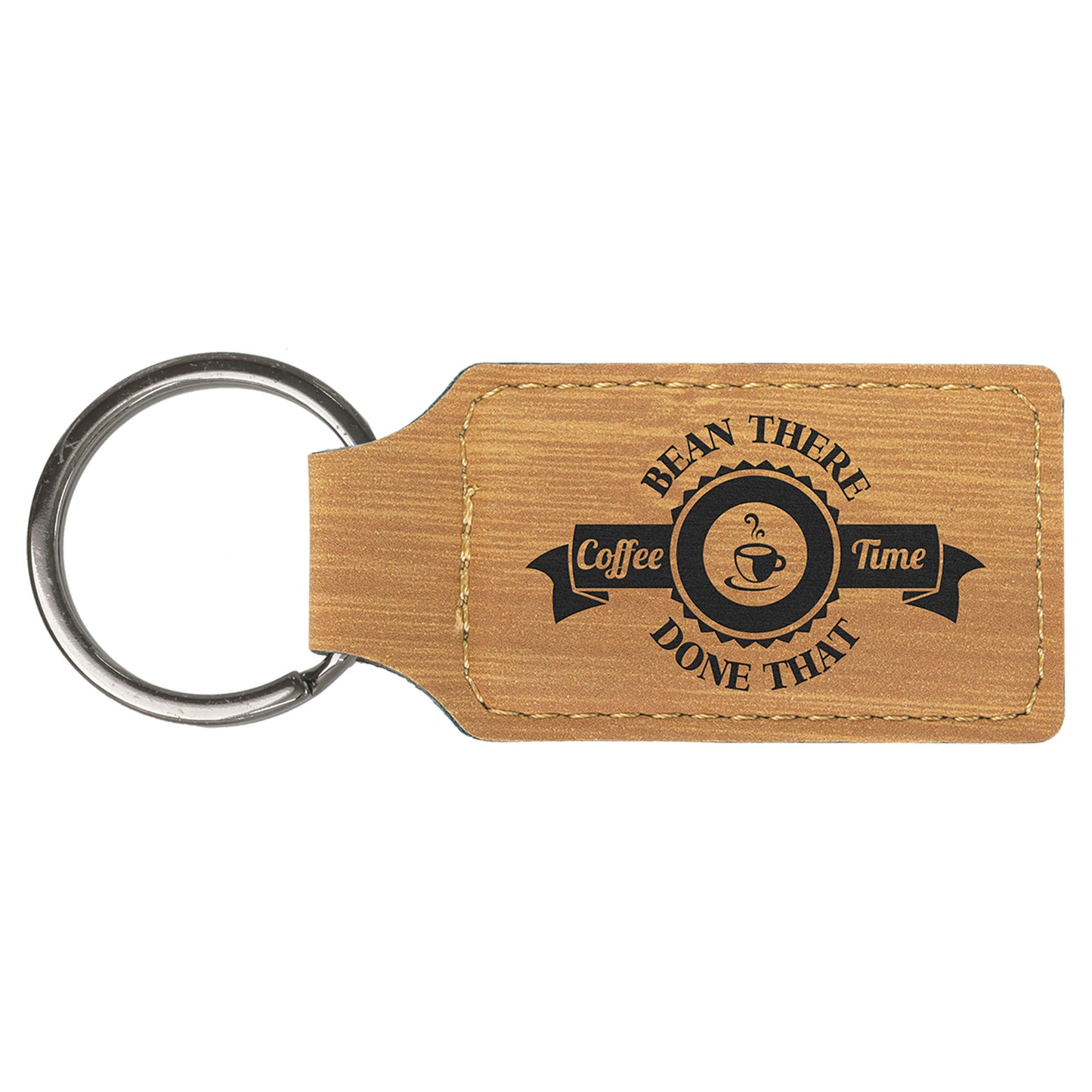 2 3/4" x 1 1/4" Leatherette Rectangle Keychain