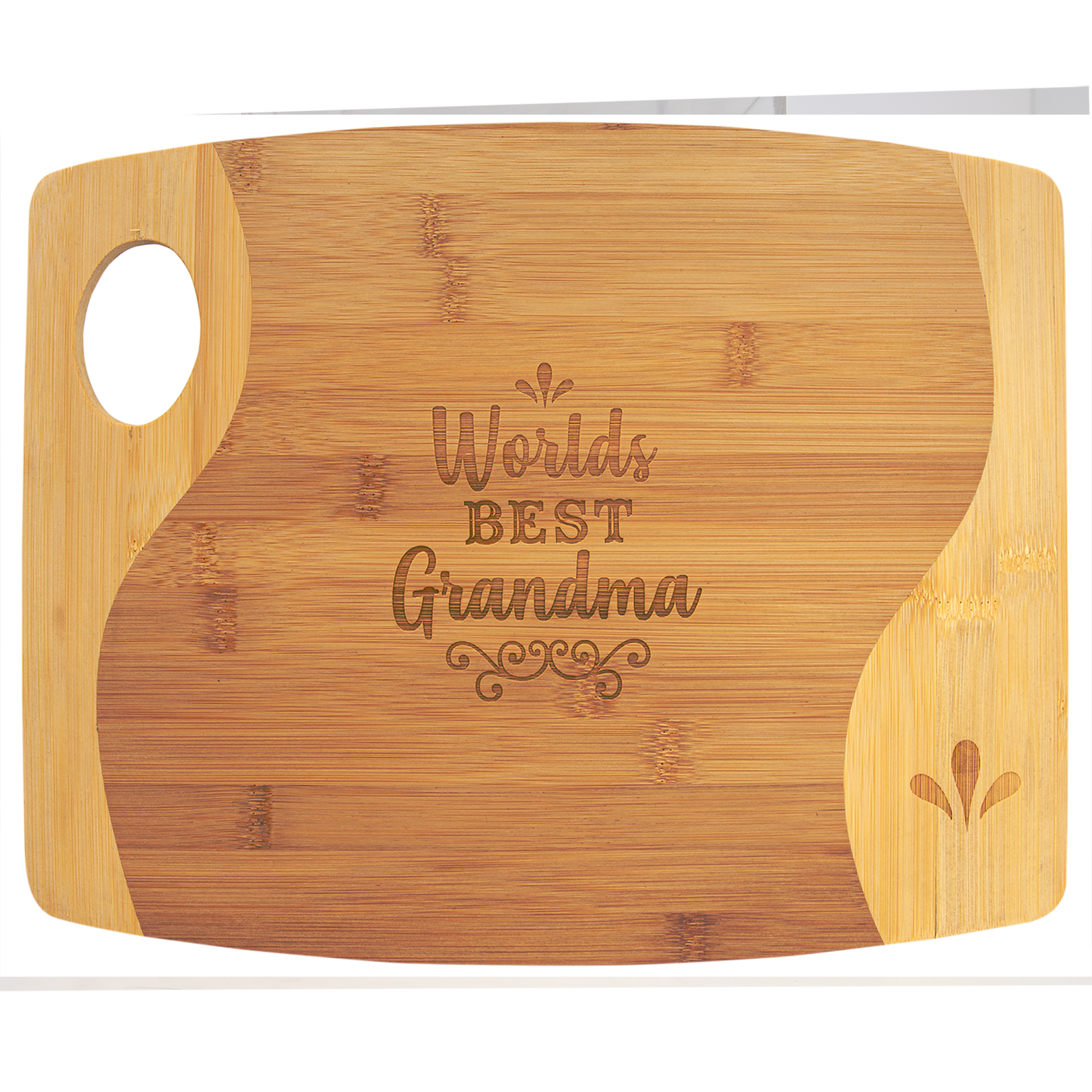 Bamboo Two Tone Cutting Board with Handle