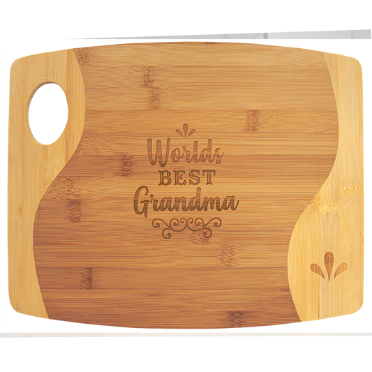 Bamboo Two Tone Cutting Board with Handle