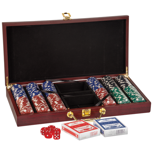 Rosewood Finish 300 Chip Poker Set
