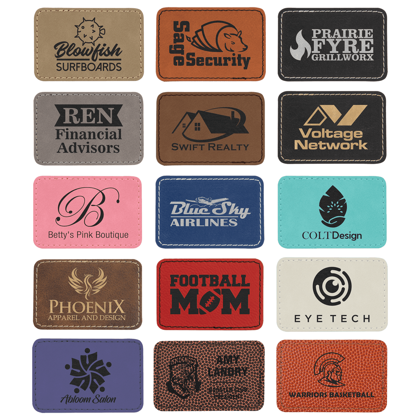 3 x 2" Rectangle Laserable Leatherette Patch with Adhesive