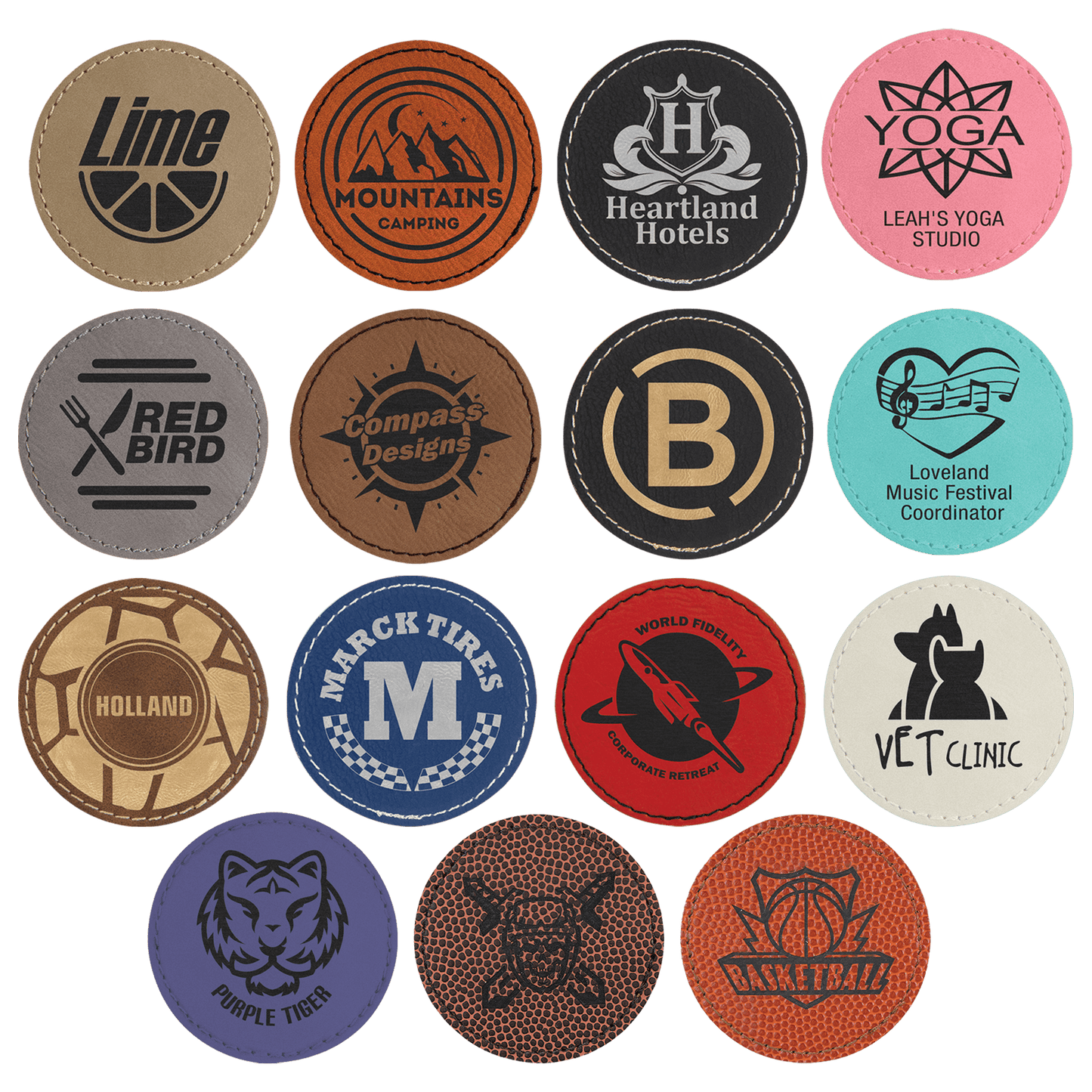 2 1/2" Round Laserable Leatherette Patch with Adhesive