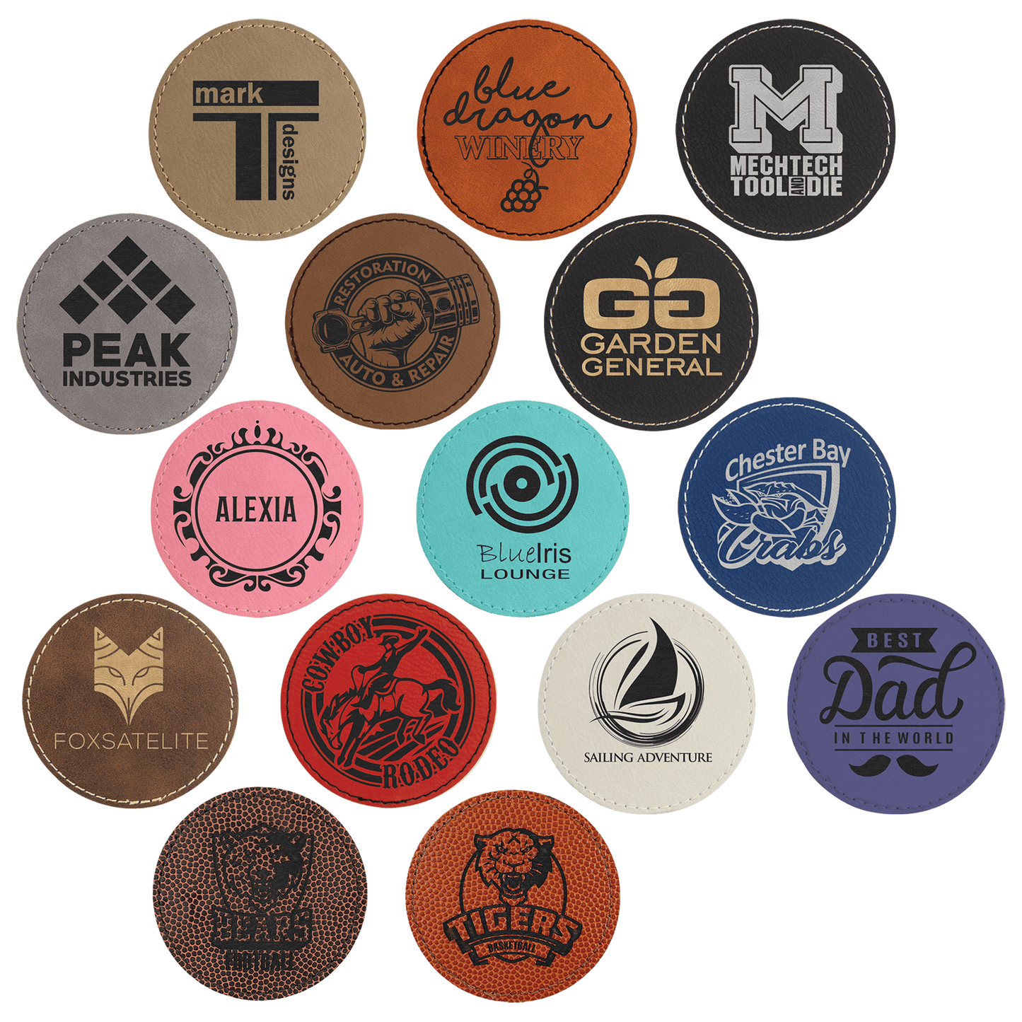 3" Round Laserable Leatherette Patch with Adhesive