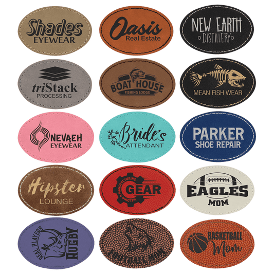 3 x 2" Oval Laserable Leatherette Patch with Adhesive