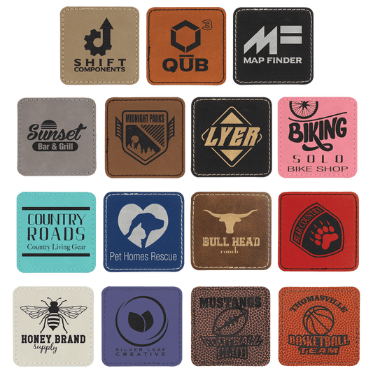 2 1/2 x 2 1/2" Square Laserable Leatherette Patch with Adhesive