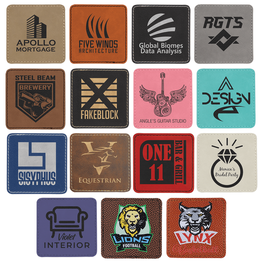 3 x 3" Square Laserable Leatherette Patch with Adhesive