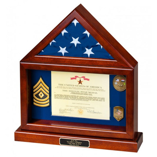 Flag Case/Shadow Box Combo with base for Retirement flag