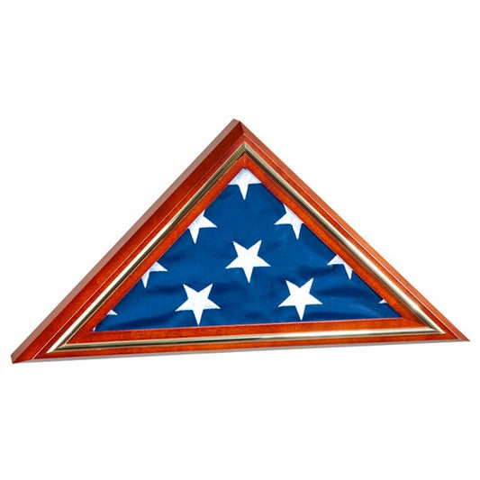 Flag Case with Gold Trim, Wall Mount, for retirement flag