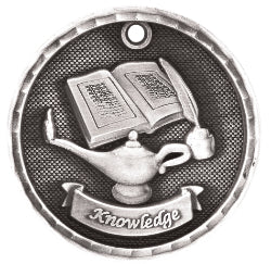 2" 3D Lamp of Knowledge Medal