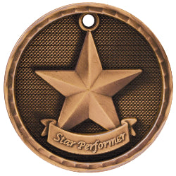 2" 3D Star Performer Medal