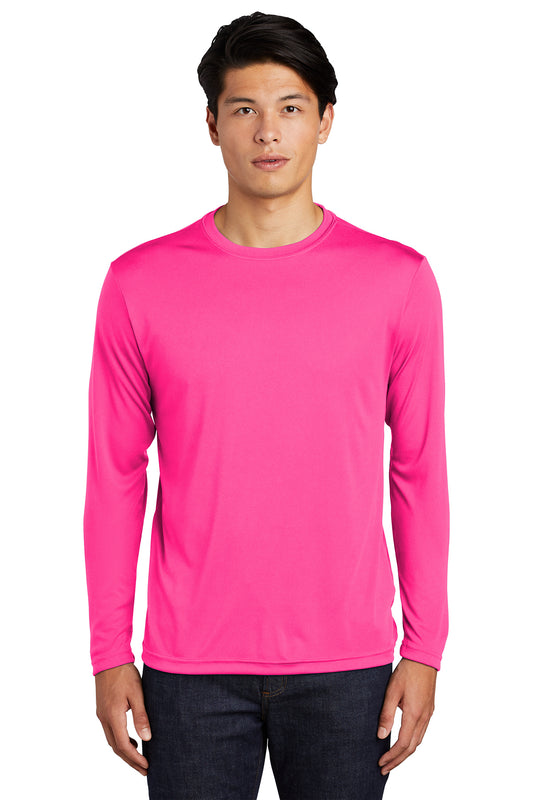 Neon Pink Long Sleeve Sport Tek Mens Performance Tee