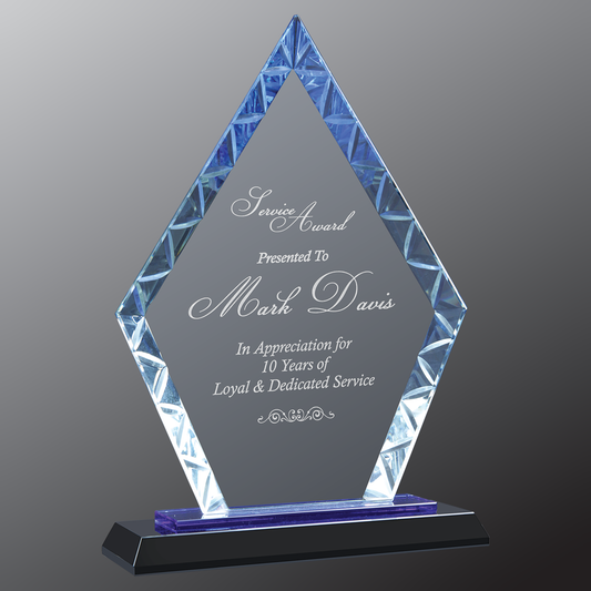 9" Diamond Accent Glass on Blue & Black Base 