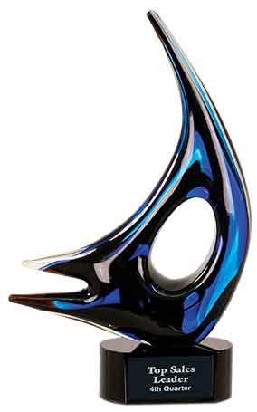 14 1/4" Blue Sail Art Glass 