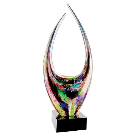 16 3/4" Dual Rising Art Glass with Square Black Base 