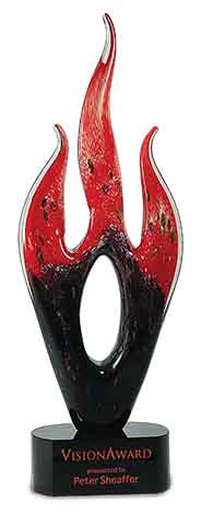 16" Red & Black Flame Art Glass 