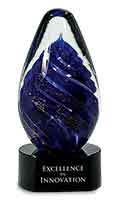 6 1/2" Blue Tear Drop Art Glass 