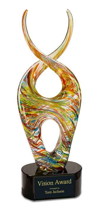 14" Color Twist Art Glass 